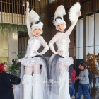 White Champagne Showgirls Stilt Walkers